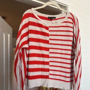 Banana Republic Orange & Cream Mismatched Striped Sweater - Chic & Cozy size M